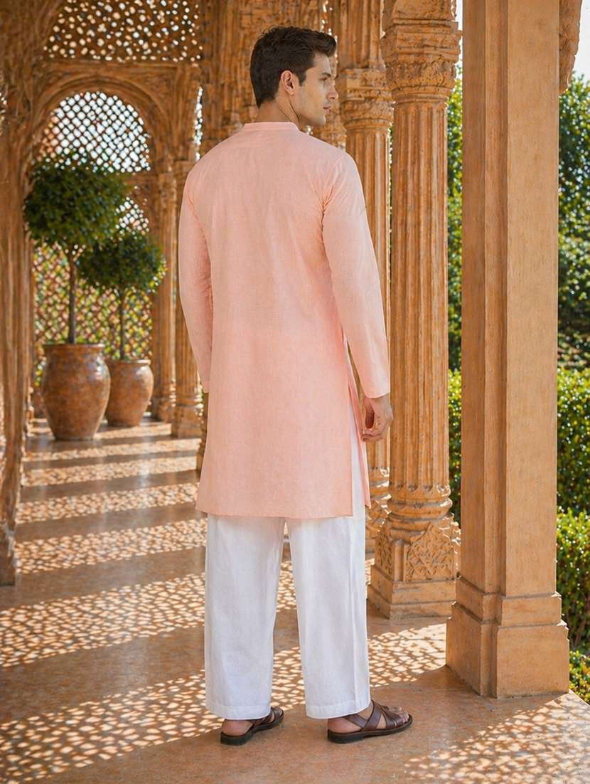 men solid mandarin neck kurta pyjama set - 22580347 -  Standard Image - 4