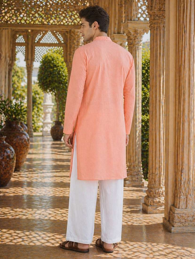 Men Solid Mandarin Neck Kurta Pyjama Set - 22580349 -  Standard Image - 4