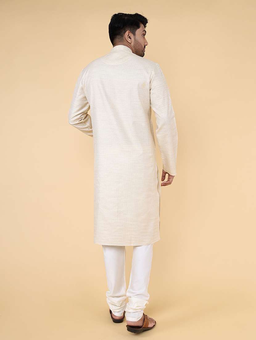 Men Self Design Mandarin Neck Long Kurta - 22580379 -  Standard Image - 1