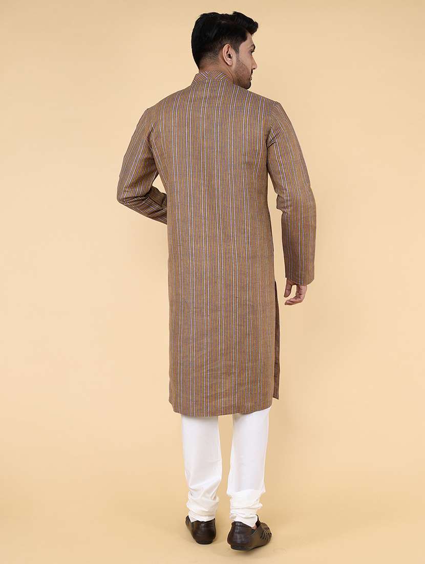 men printed mandarin neck long kurta - 22580380 -  Standard Image - 1