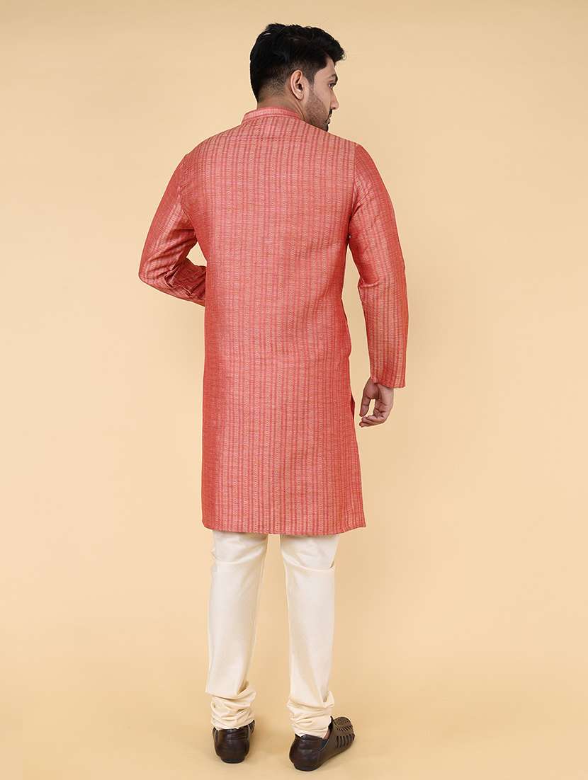 men self design mandarin neck long kurta - 22580381 -  Standard Image - 1