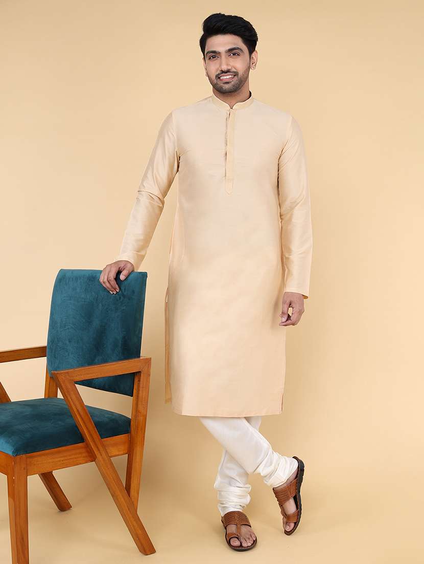 men self design long sleeves kurta