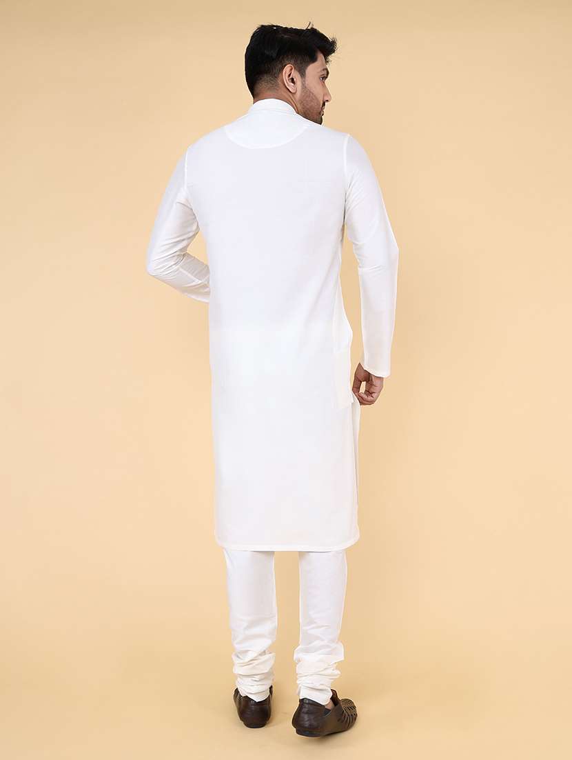 men solid mandarin neck long kurta - 22580383 -  Standard Image - 1
