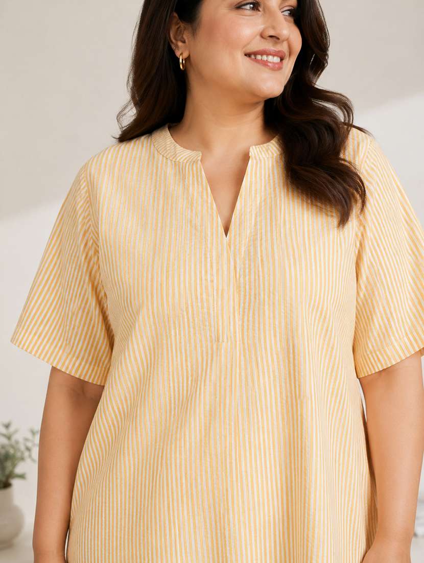 women printed short sleeves high low tunic - 22580403 -  Standard Image - 1