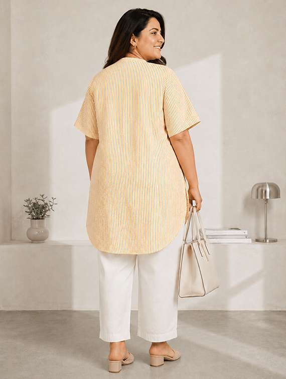 women printed short sleeves high low tunic - 22580403 -  Standard Image - 4