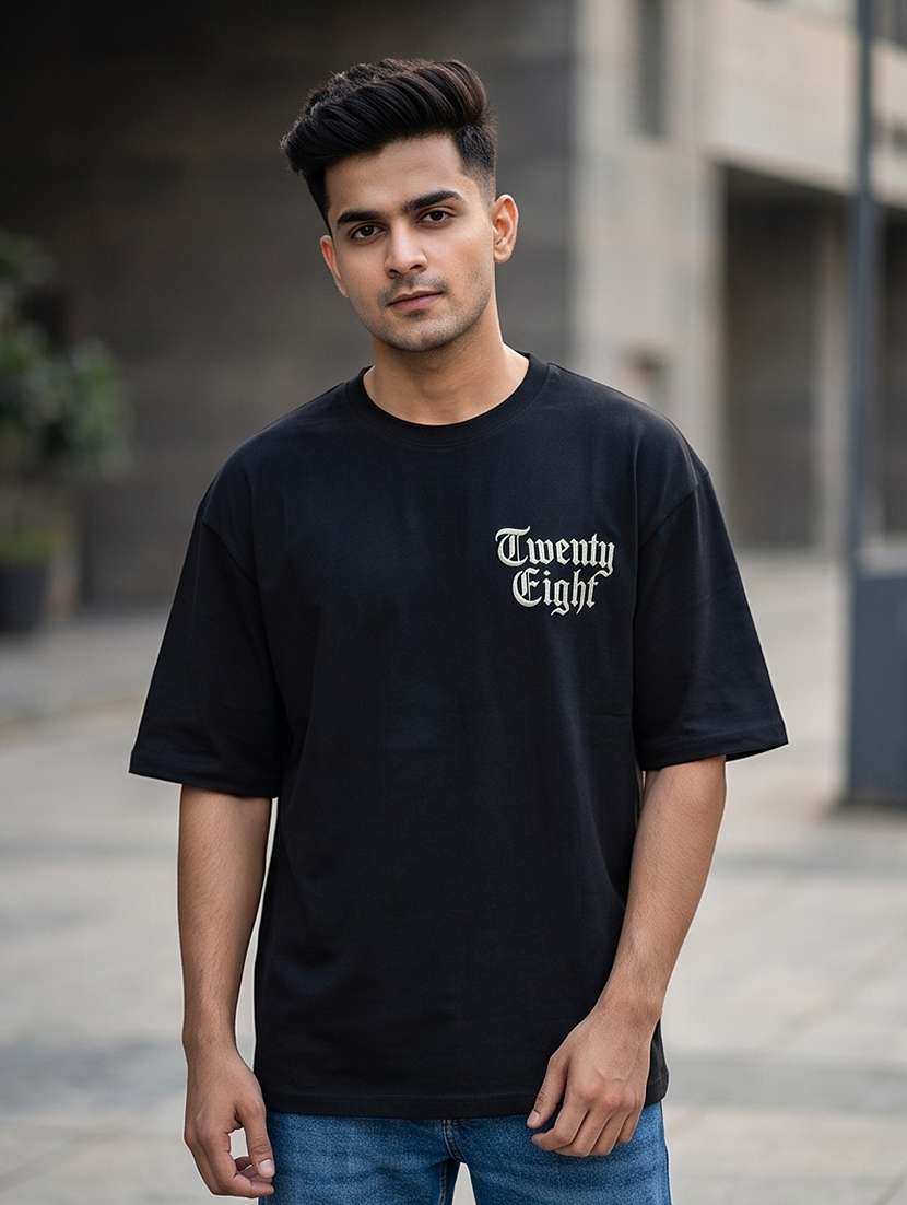 men embroidered short sleeves oversized t-shirt