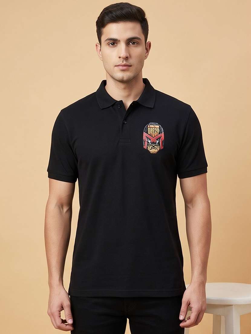men printed short sleeves polo t-shirt