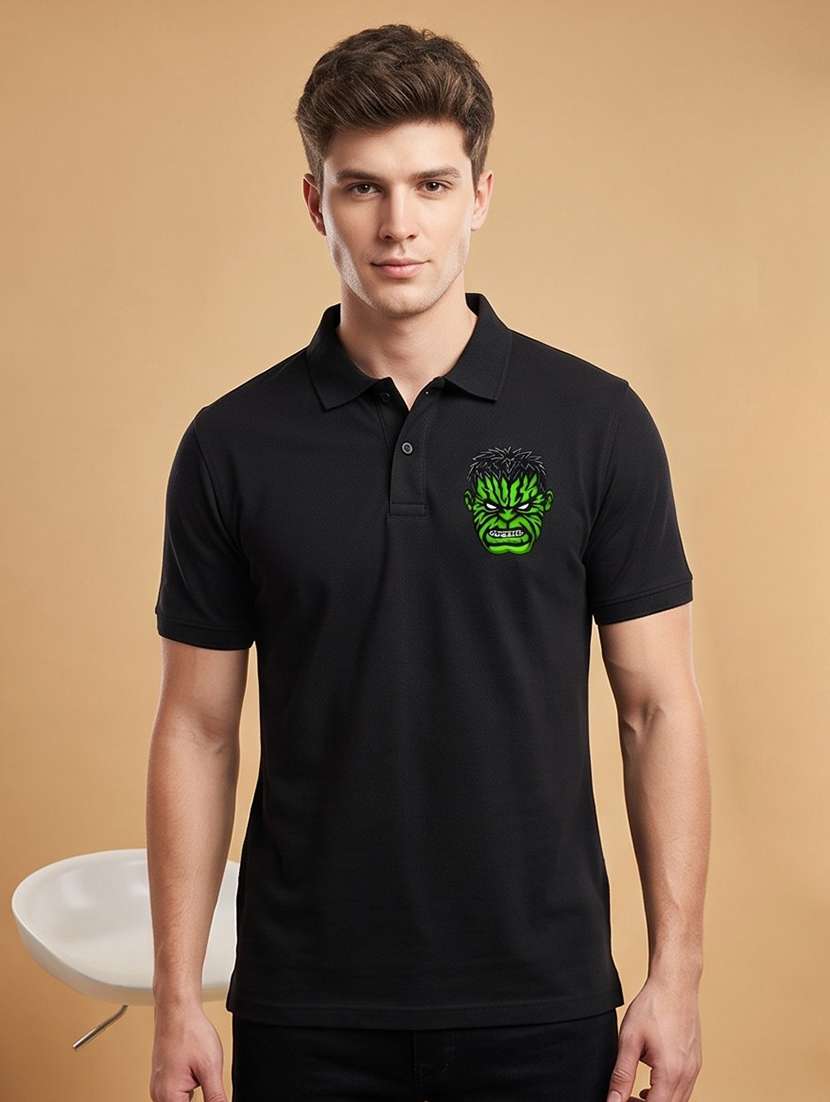 men printed short sleeves polo t-shirt