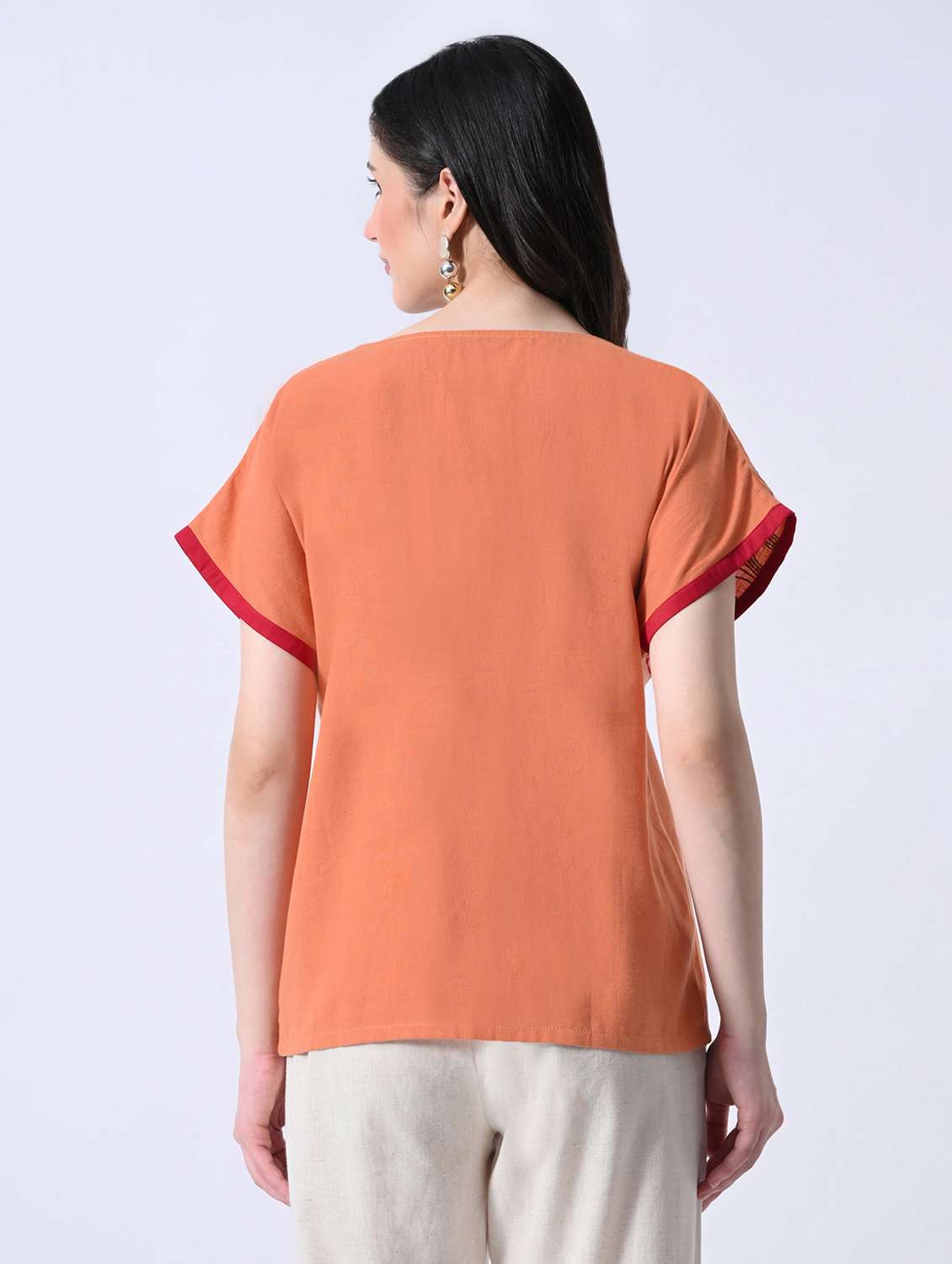 women embroidered v neck regular top - 22580445 -  Standard Image - 4