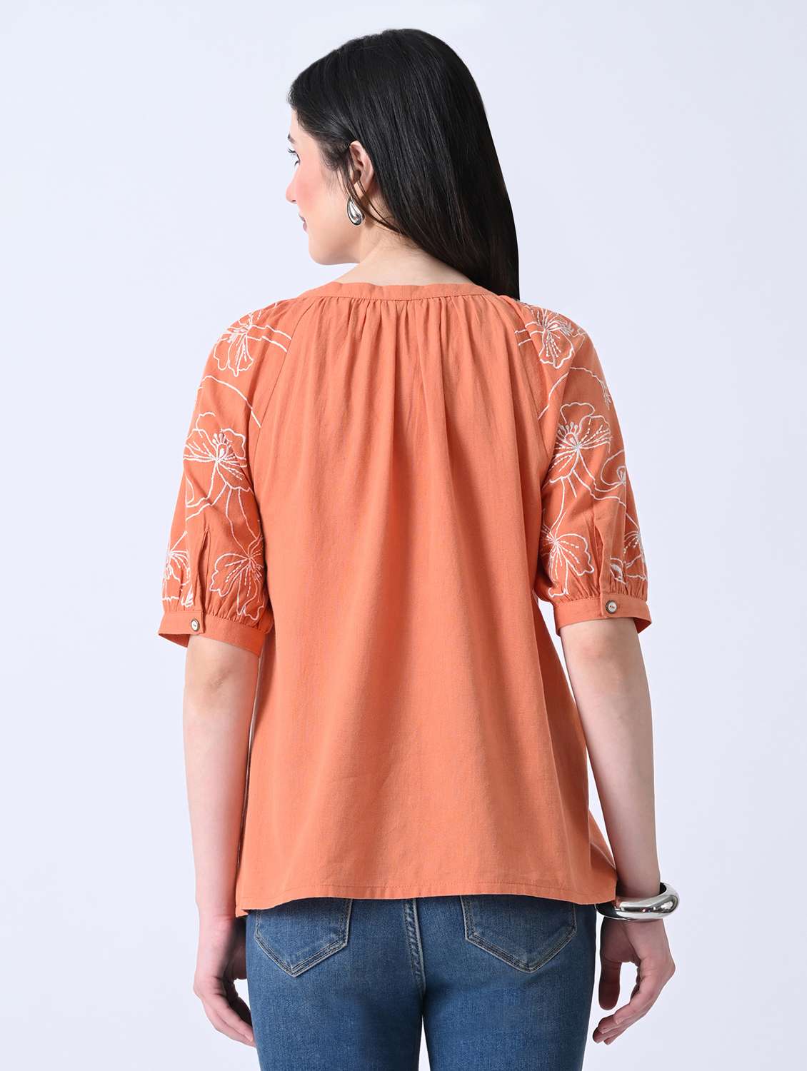 Women Embroidered Round Neck Regular Top - 22580447 -  Standard Image - 4