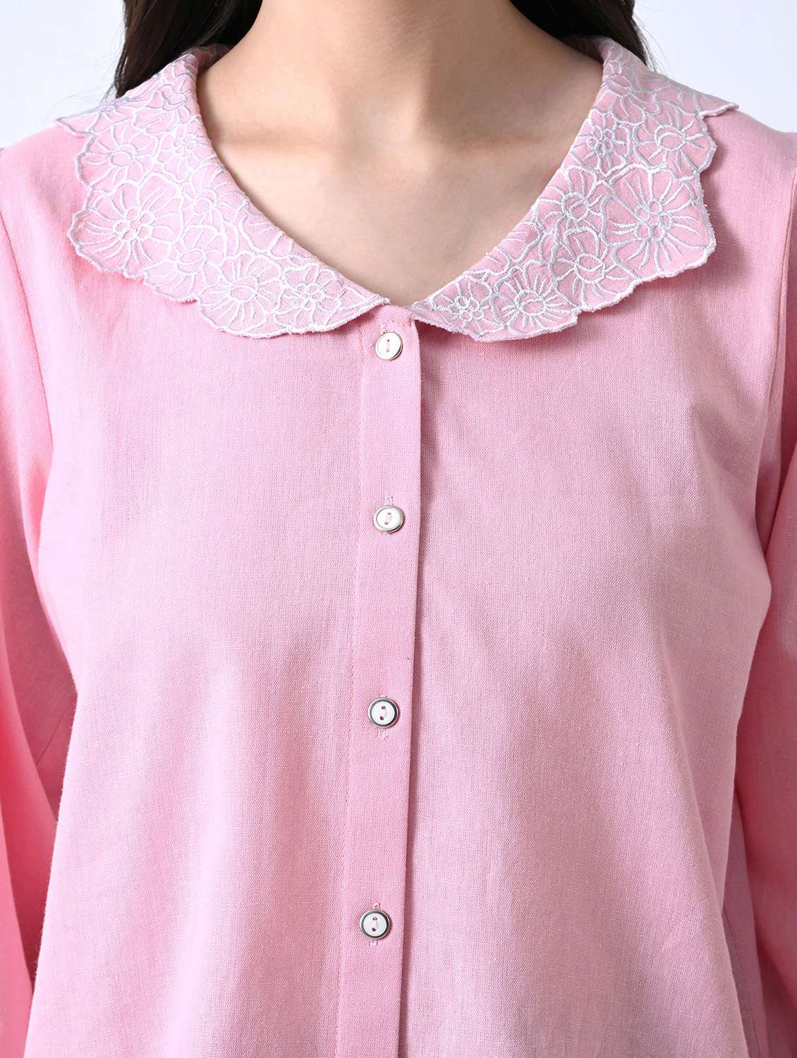 women embroidered long sleeves shirt style top - 22580449 -  Standard Image - 1