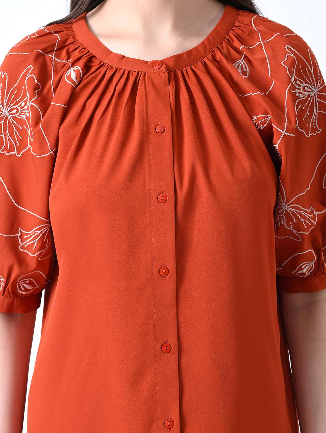 women embroidered round neck regular top - 22580454 -  Standard Image - 1