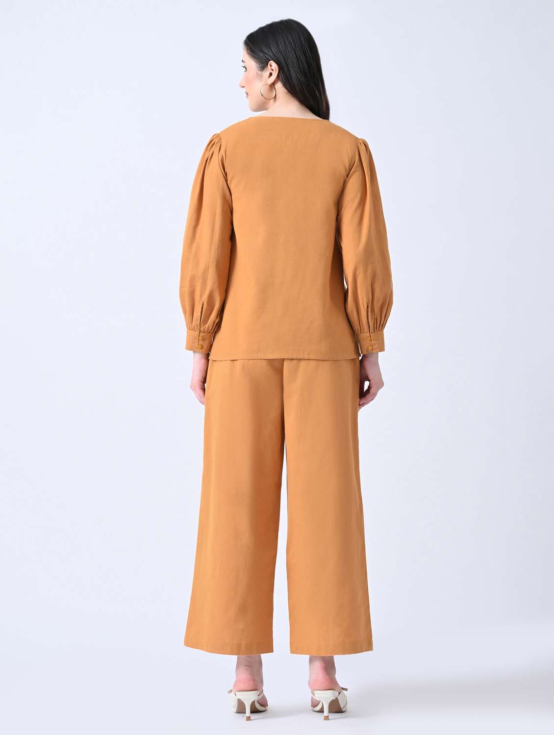 orange cotton top and palazzos set coord - 22580505 -  Standard Image - 4