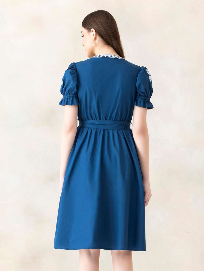 women embroidered puff sleeves a-line dress - 22580541 -  Standard Image - 4