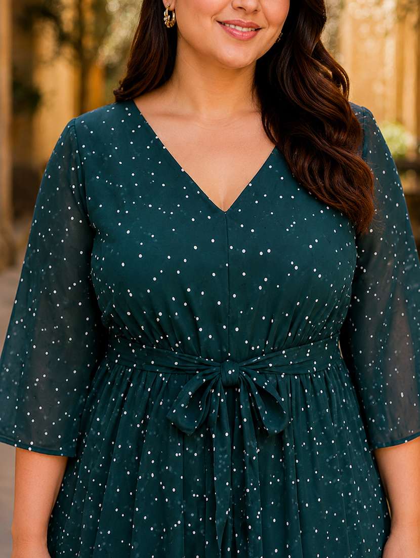 Women Printed Three Quarter Sleeves Fit And Flare Dress - 22580552 -  Standard Image - 1