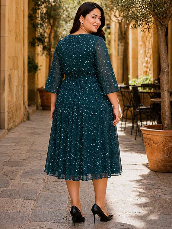 Women Printed Three Quarter Sleeves Fit And Flare Dress - 22580552 -  Standard Image - 4