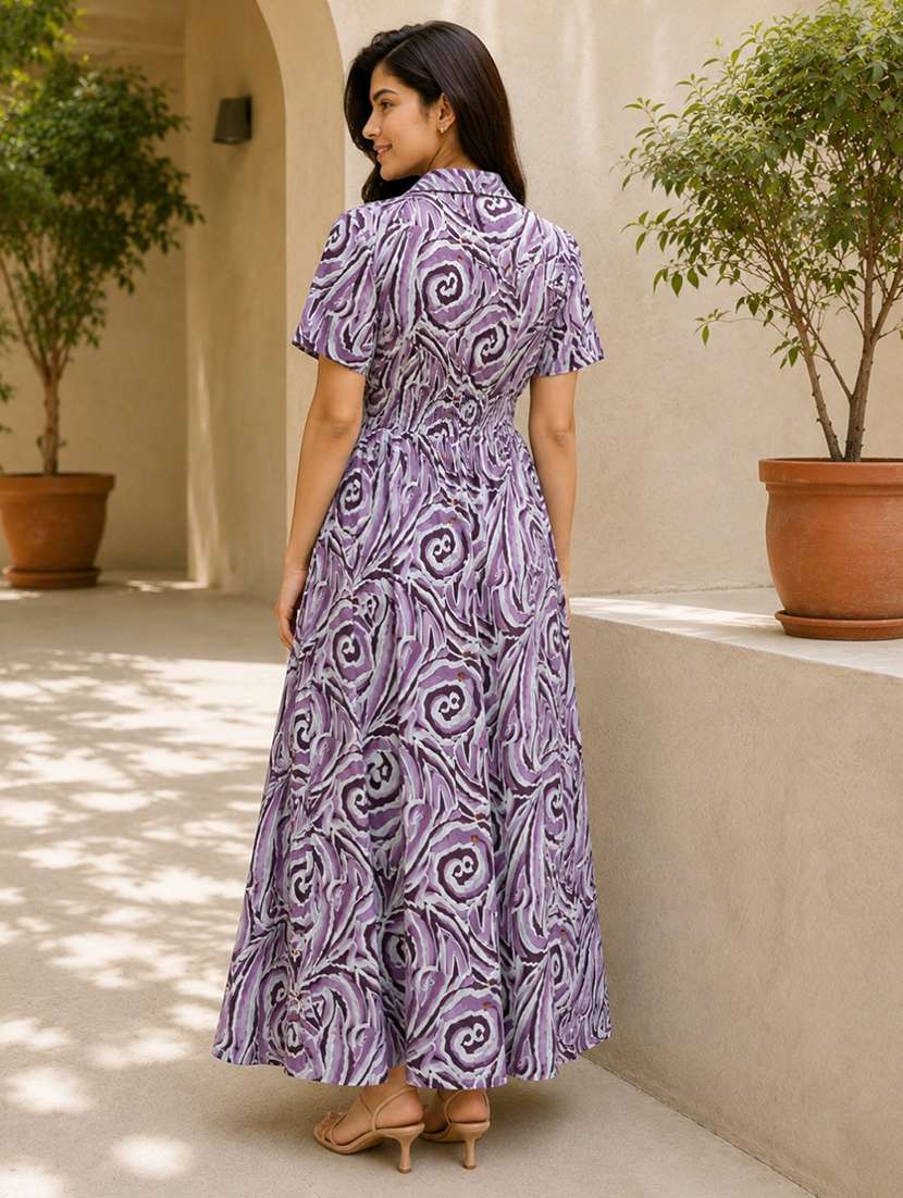 Women Printed Short Sleeves Fit And Flare Dress - 22580564 -  Standard Image - 4
