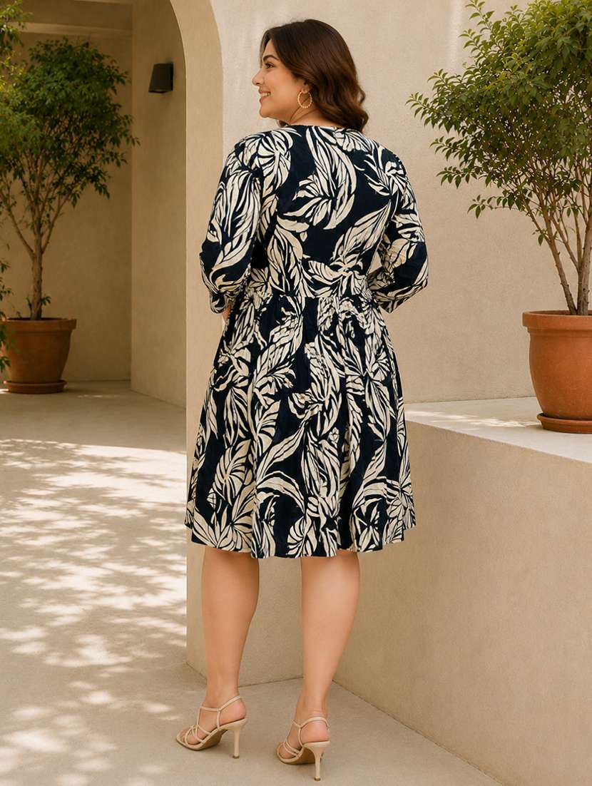 women printed three quarter sleeves tiered dress - 22580573 -  Standard Image - 4