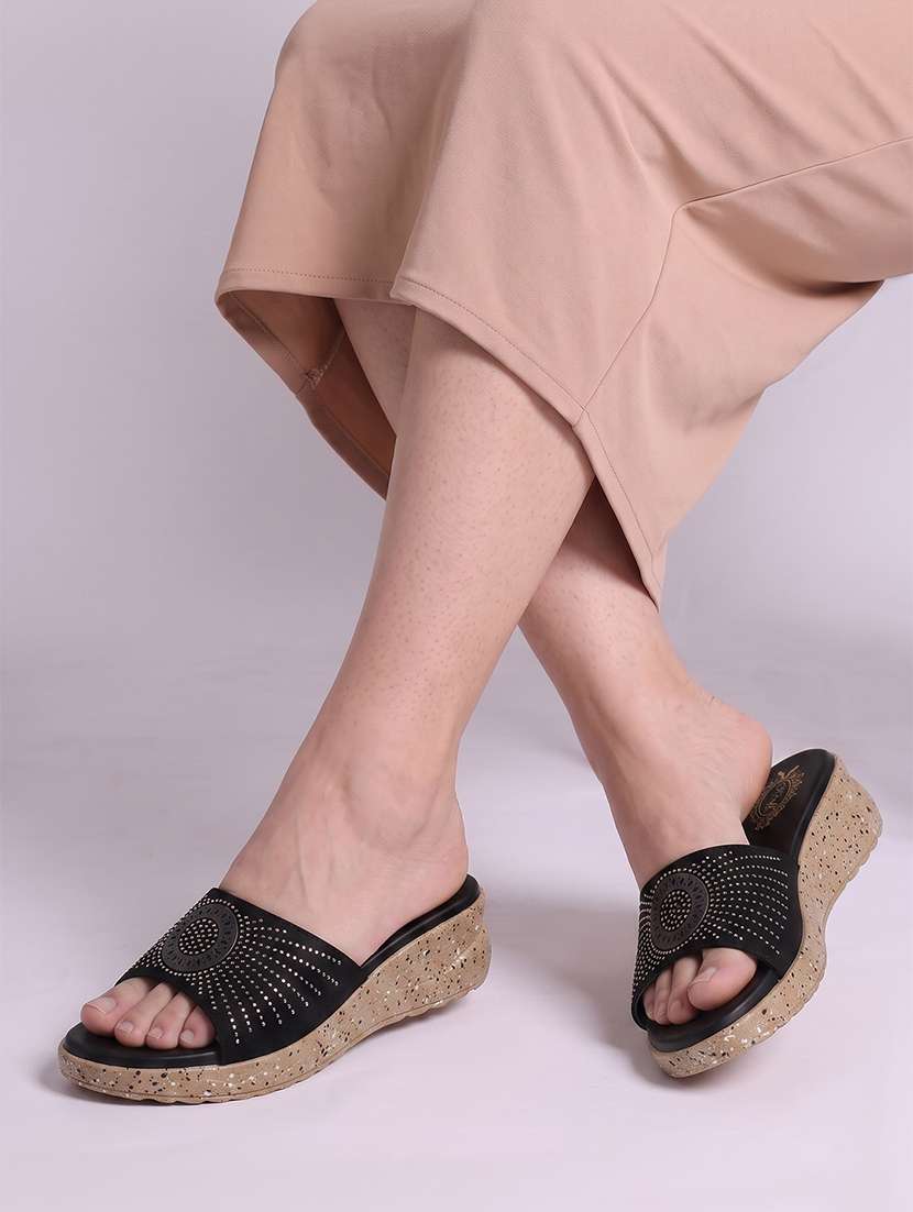 women embellished slip on wedges - 22580579 -  Standard Image - 1