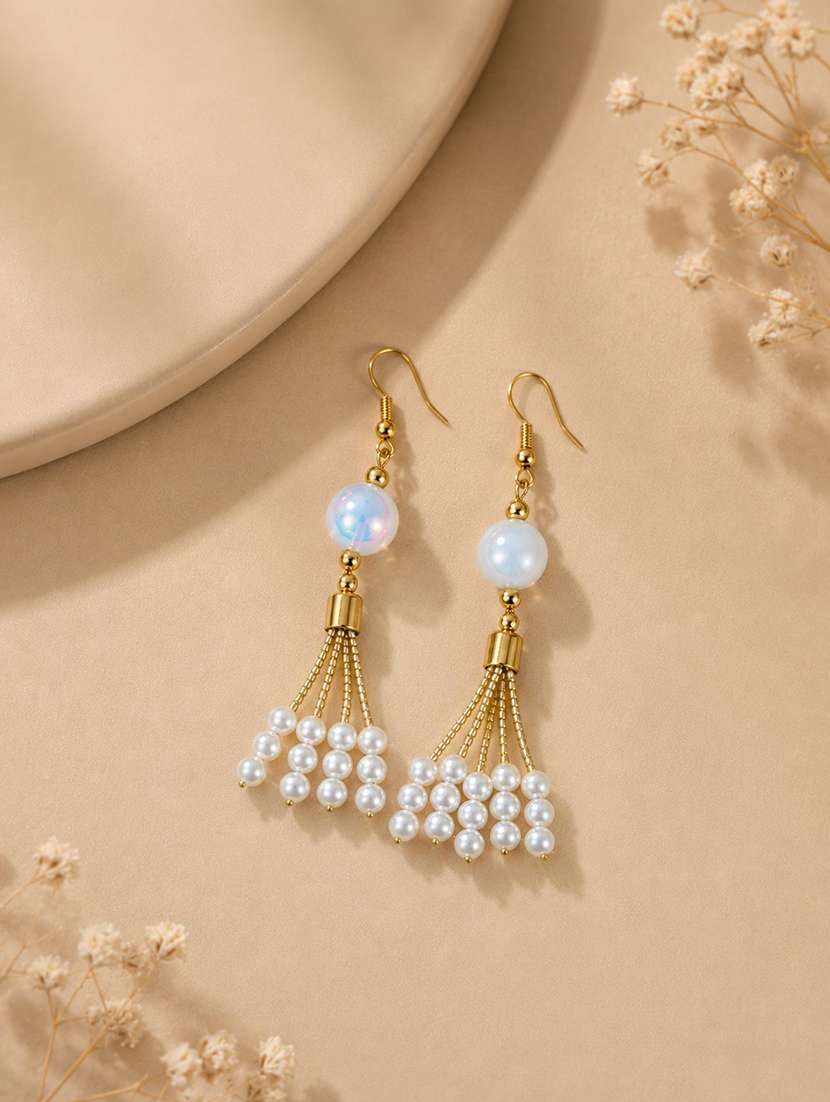women's pearl tassel drop earrings