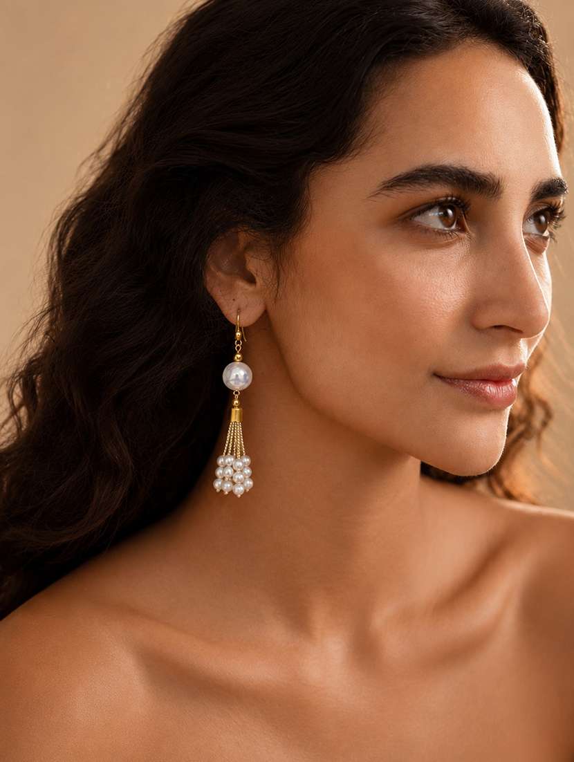 women's pearl tassel drop earrings - 22580598 -  Standard Image - 1