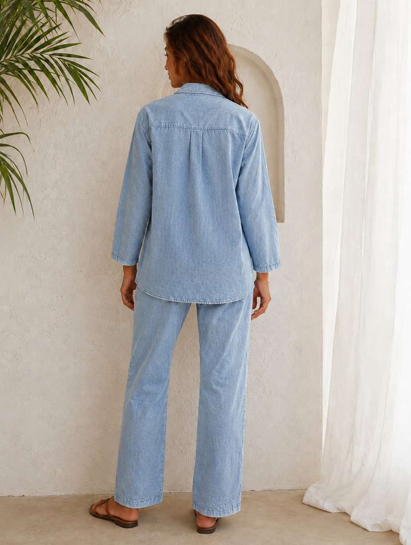 women embroidered long sleeves shirt and trouser co-ord set - 22580627 -  Standard Image - 4