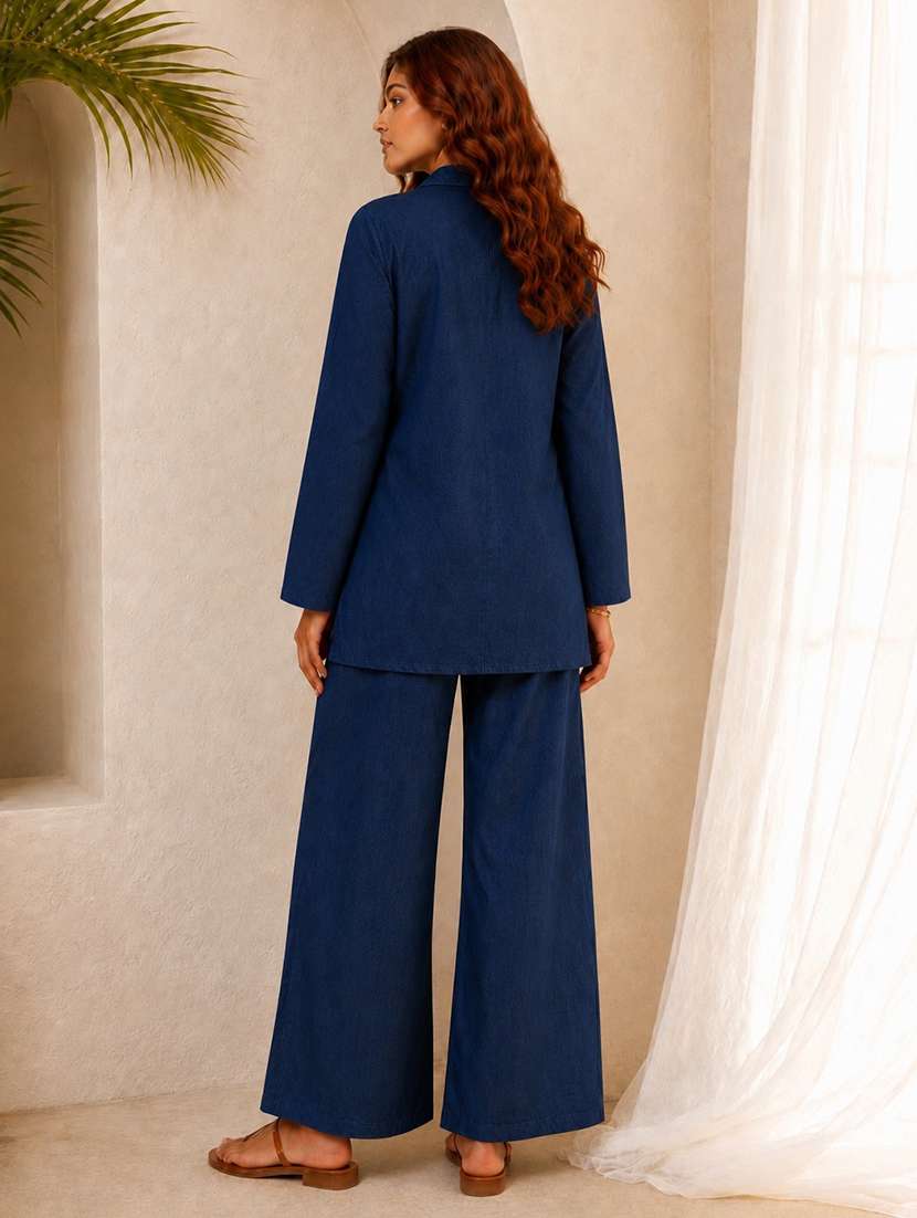 women embroidered long sleeves shirt and trouser co-ord set - 22580640 -  Standard Image - 4