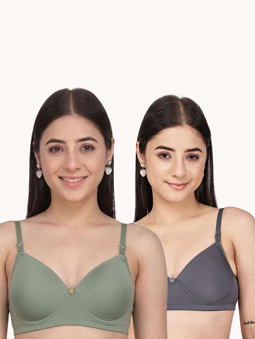 women pack of 2 solid three fourth coverage t-shirt bra - 22580940 -  Standard Image - 1
