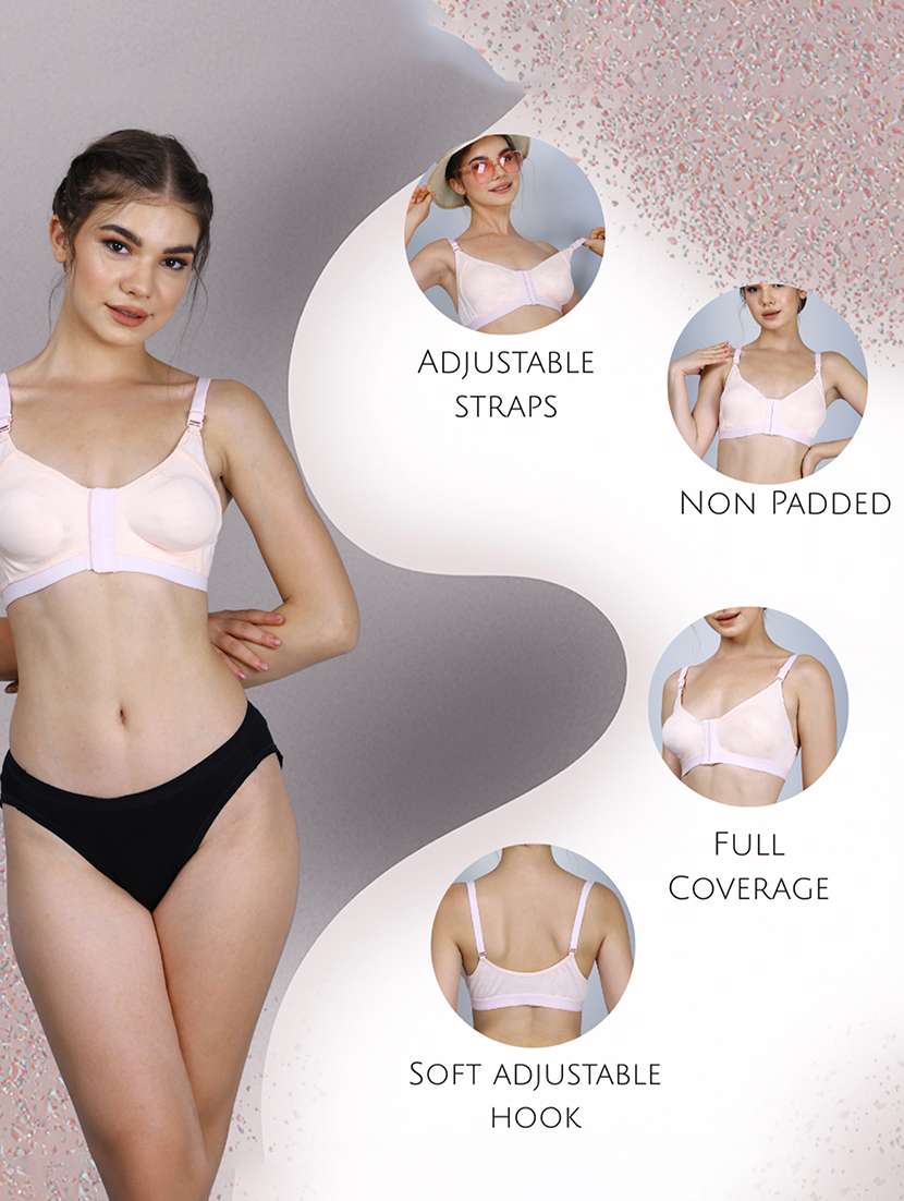 Women Pack Of 2 Solid Full Coverage Front Open Bra - 22581038 -  Standard Image - 4