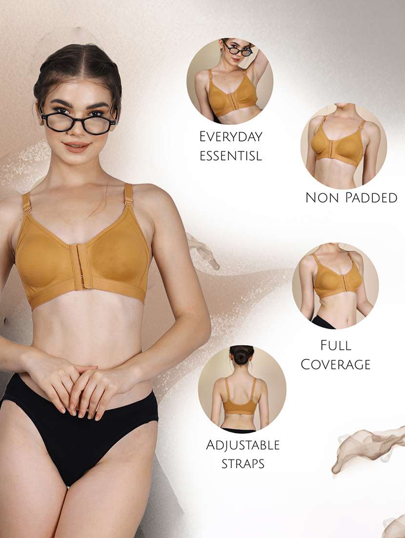 women solid full coverage front open bra - 22581054 -  Standard Image - 4
