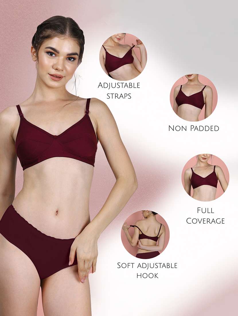 Women Pack Of 3 Solid Full Coverage Bra - 22581103 -  Standard Image - 4