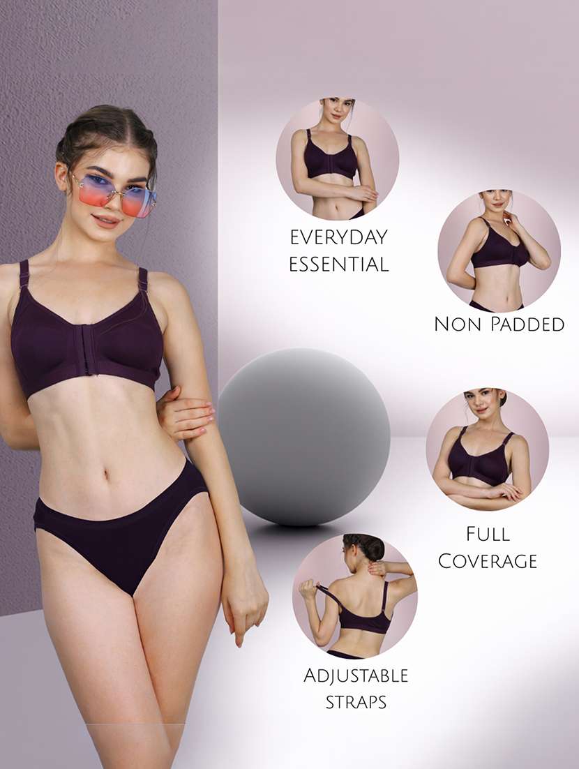 women pack of 3 solid full coverage bra - 22581111 -  Standard Image - 4