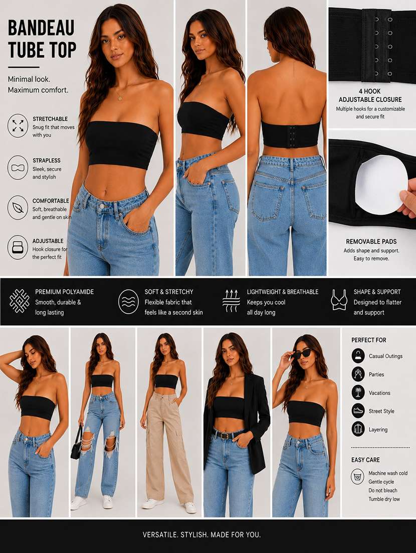 women solid full coverage tube bra - 22581359 -  Standard Image - 4