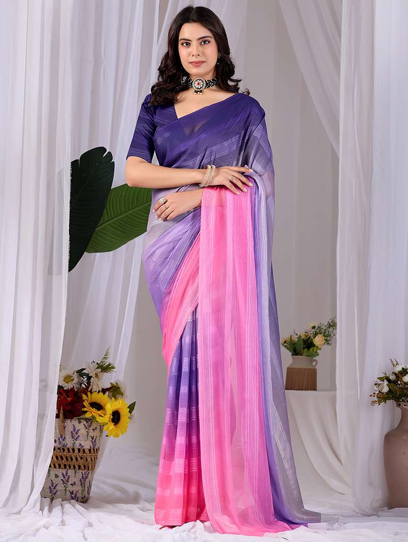 women ombre printed saree with blouse