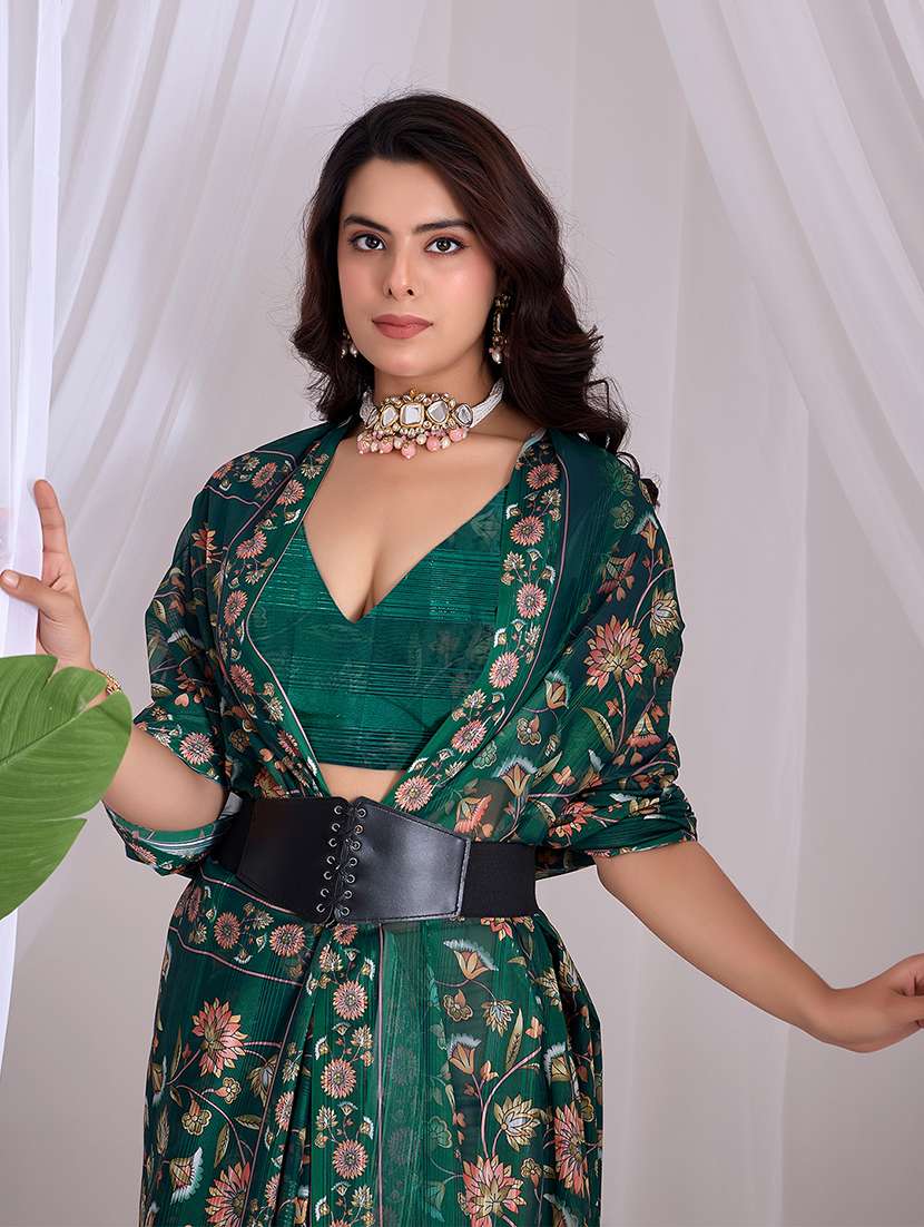 women printed casual wear saree with blouse - 22581438 -  Standard Image - 1