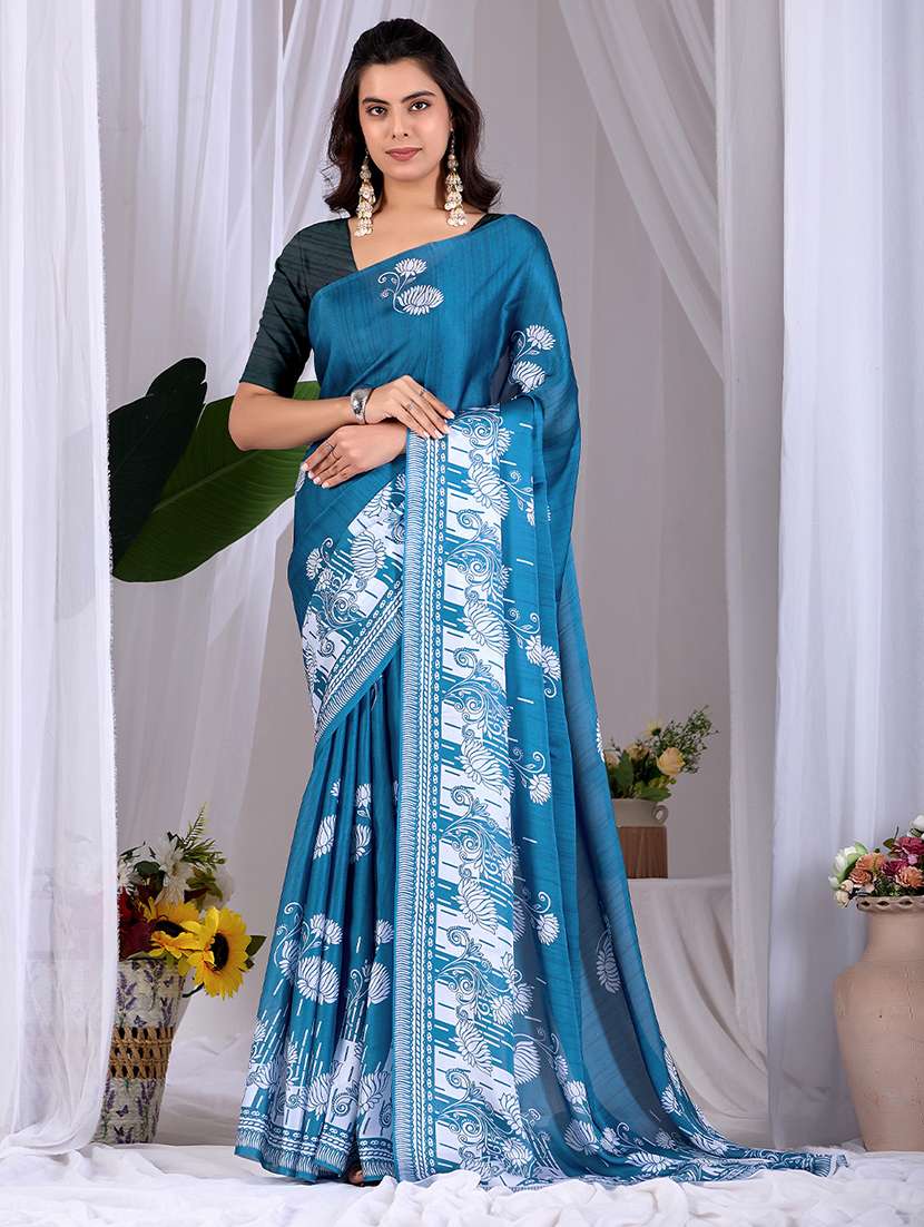women printed casual wear saree with blouse