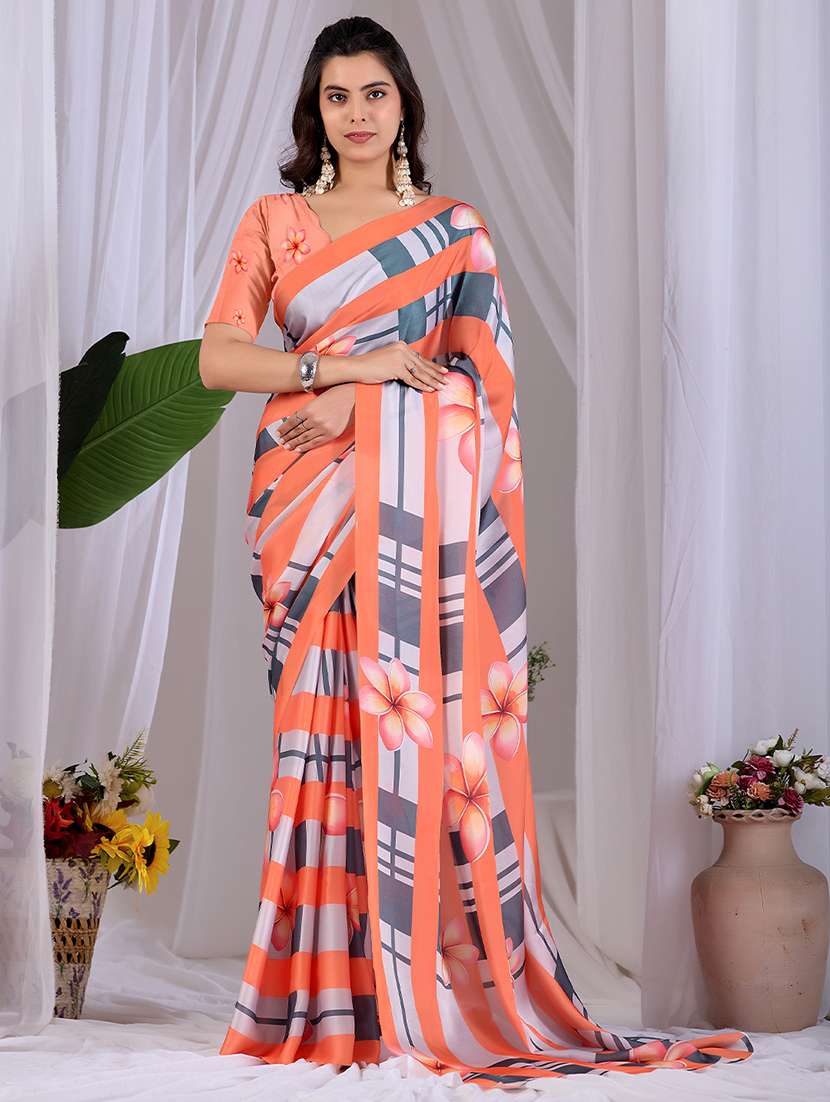 women printed casual wear saree with blouse