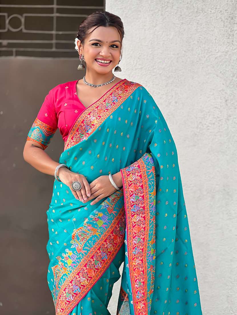 women self design banarasi saree with blouse - 22581491 -  Standard Image - 4