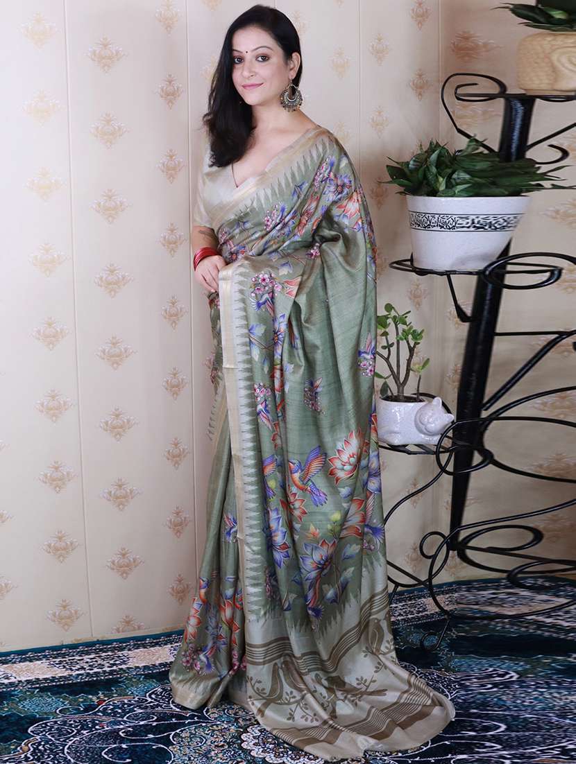 women printed casual wear saree with blouse - 22581536 -  Standard Image - 1
