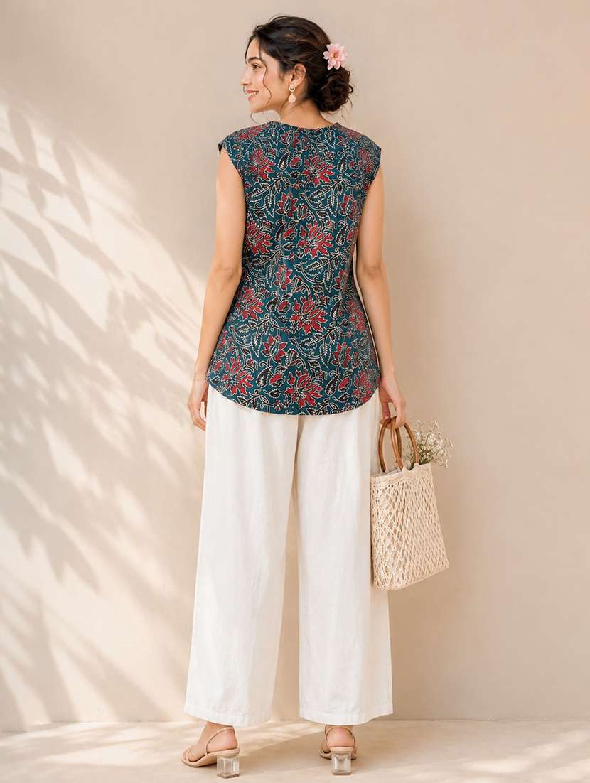 women printed sleeveless straight kurti - 22581760 -  Standard Image - 4