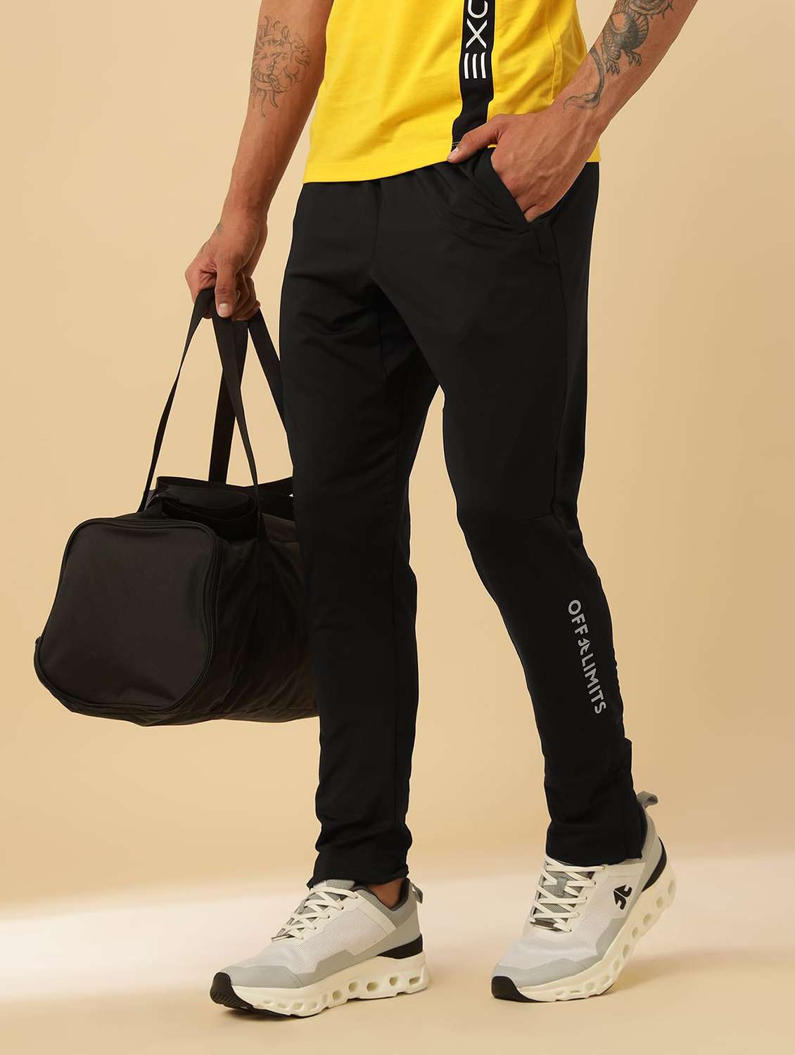 men typographic mid rise regular fit track pant - 22581763 -  Standard Image - 1