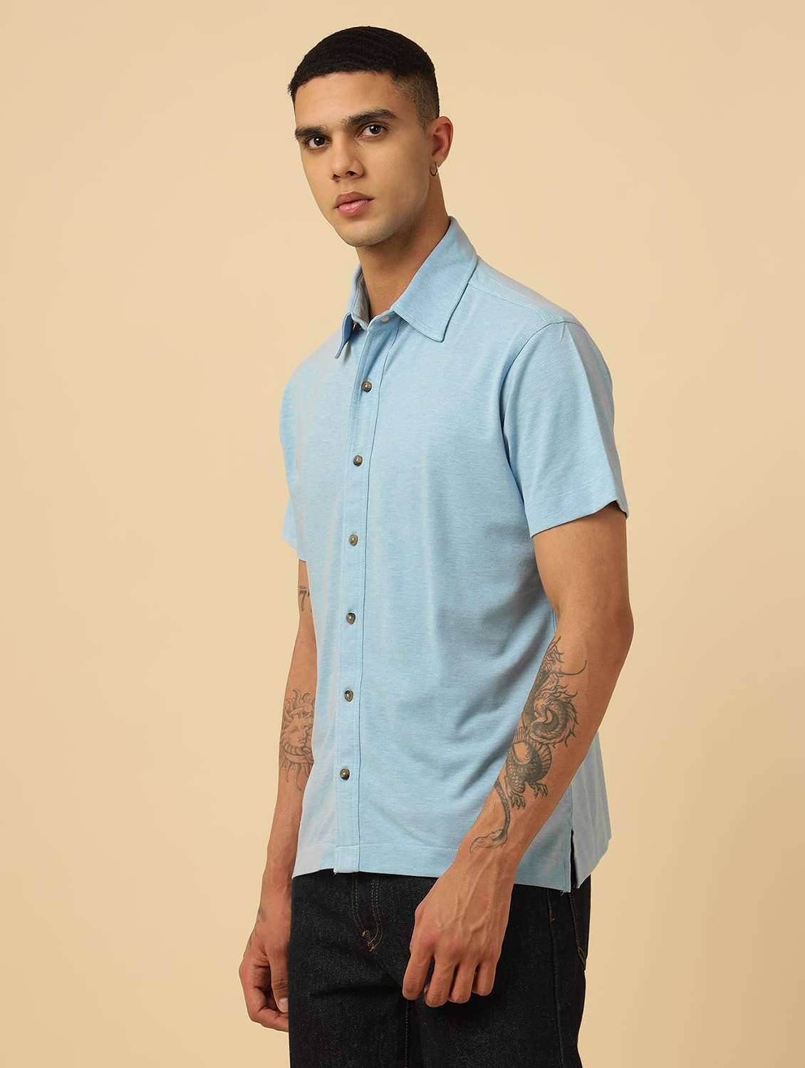 men solid short sleeves regular fit shirt - 22581788 -  Standard Image - 1