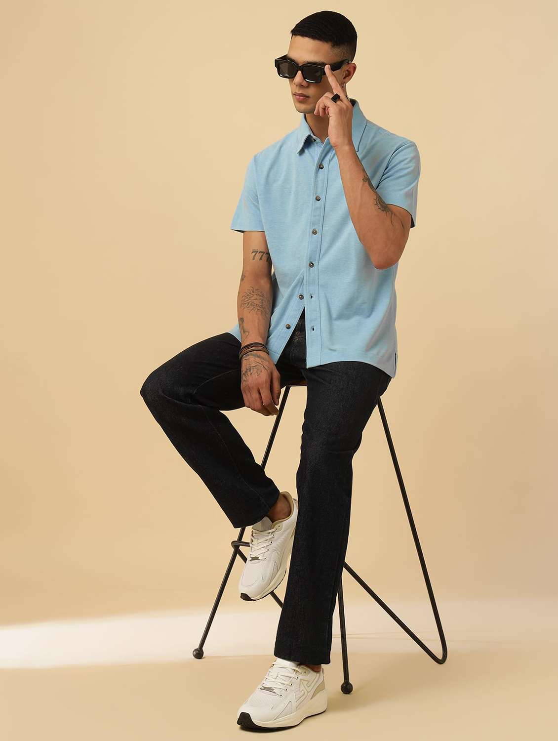 men solid short sleeves regular fit shirt - 22581788 -  Standard Image - 4