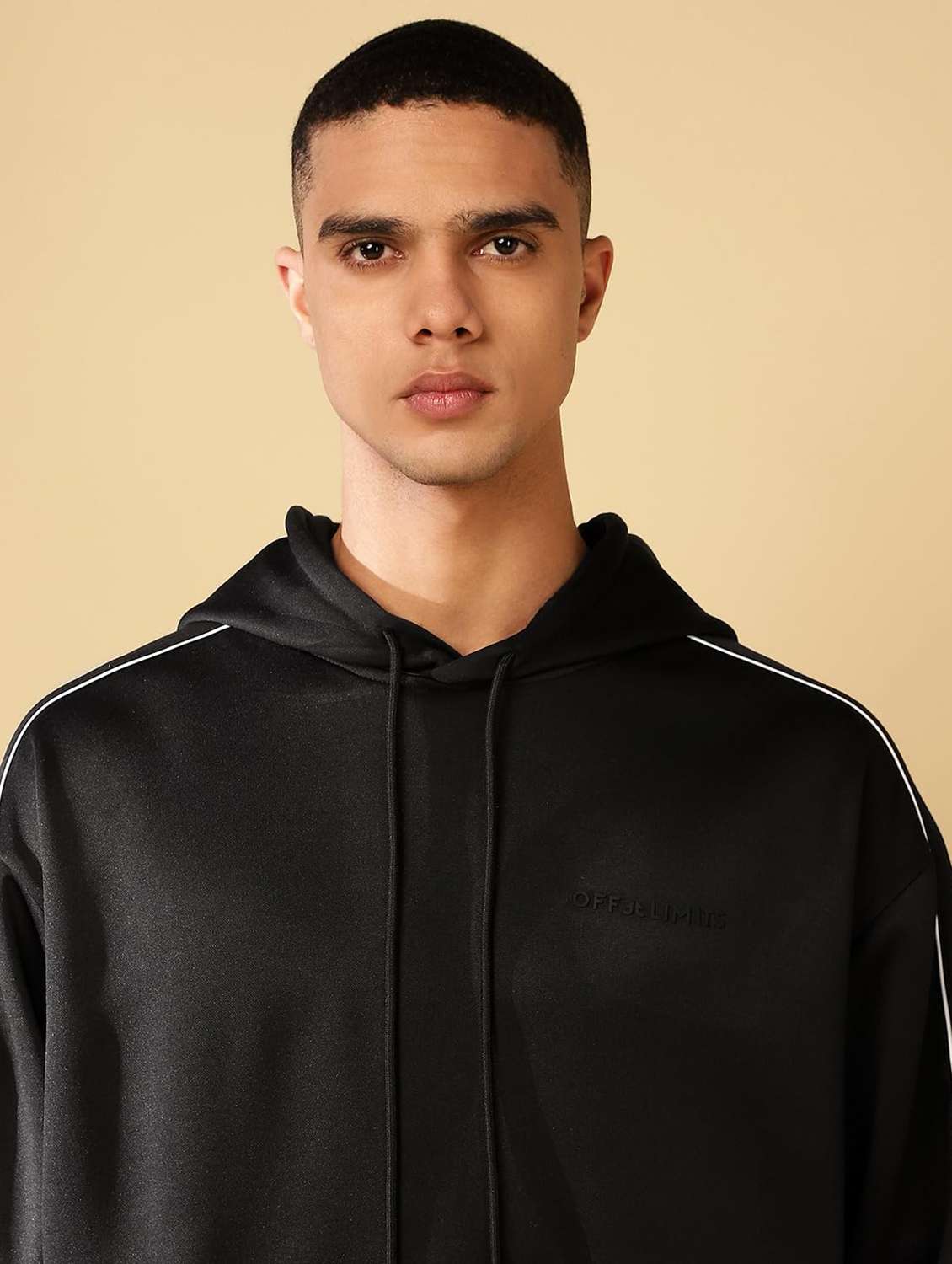 Men Taped Long Sleeves Hooded Sweatshirt - 22581797 -  Standard Image - 1
