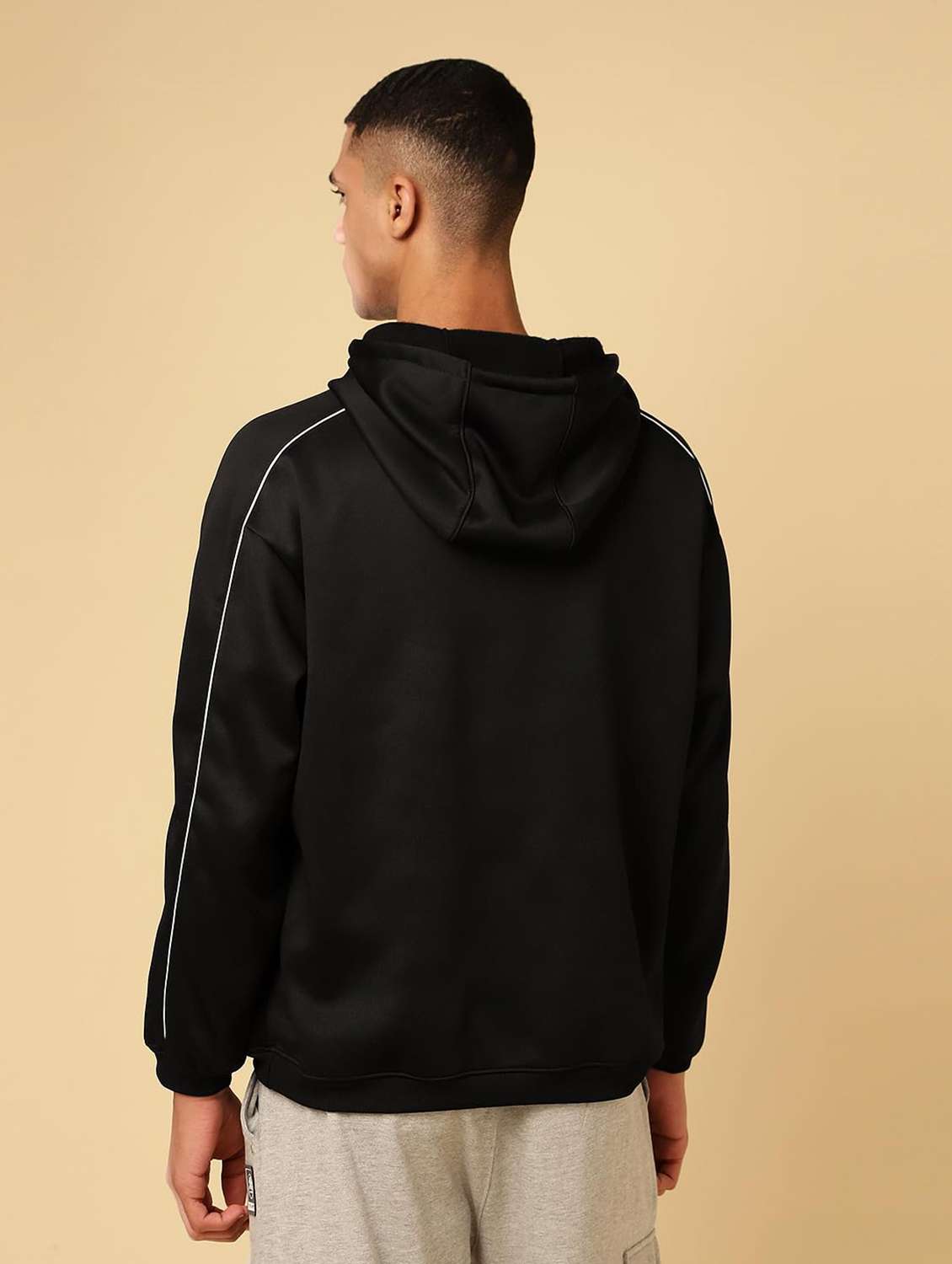 Men Taped Long Sleeves Hooded Sweatshirt - 22581797 -  Standard Image - 4