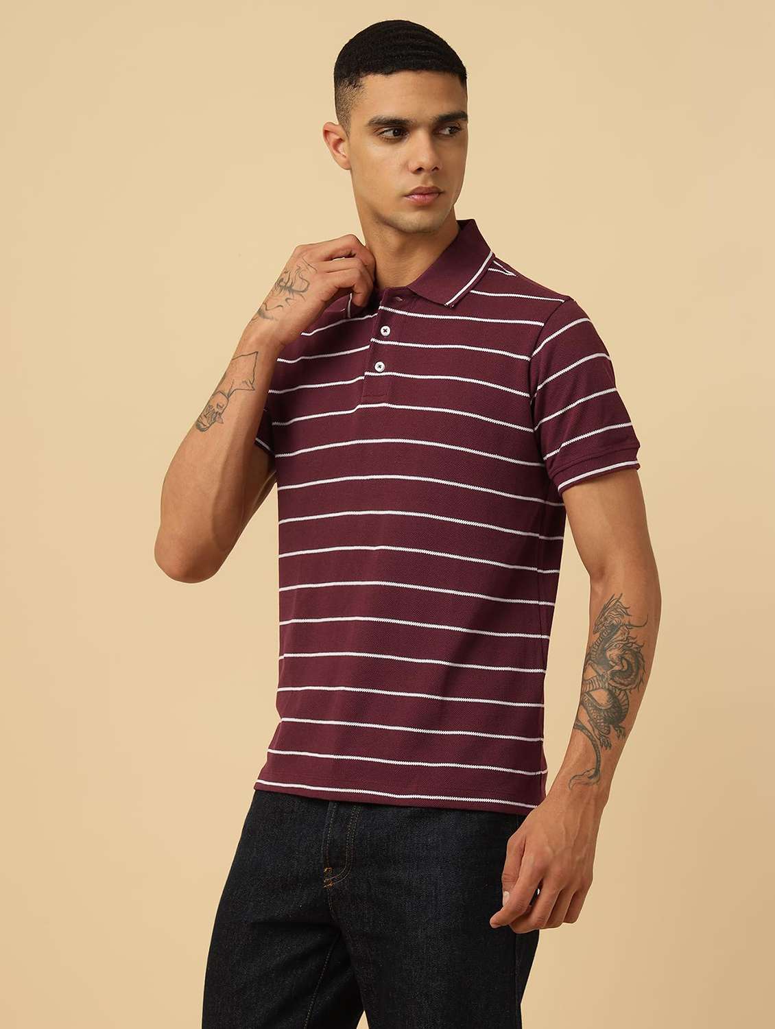 men printed short sleeves polo t-shirt - 22581803 -  Standard Image - 1