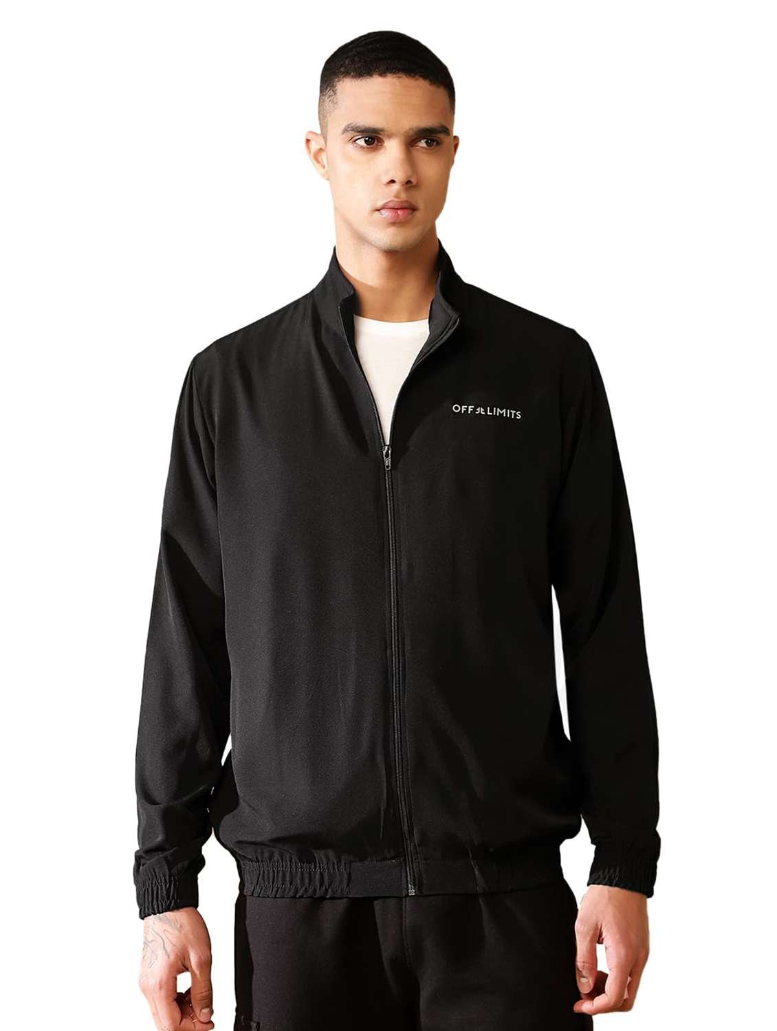 men logo printed long sleeves regular fit jacket