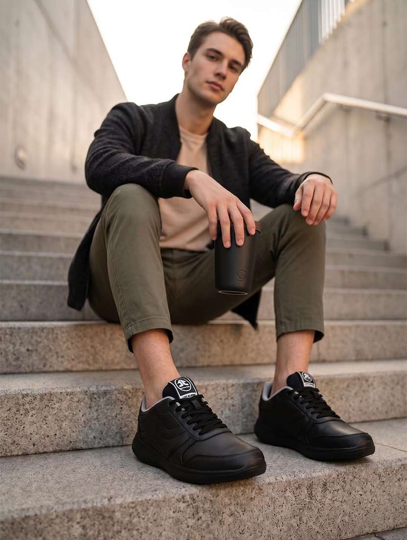 men solid lace up sneaker - 22581877 -  Standard Image - 4