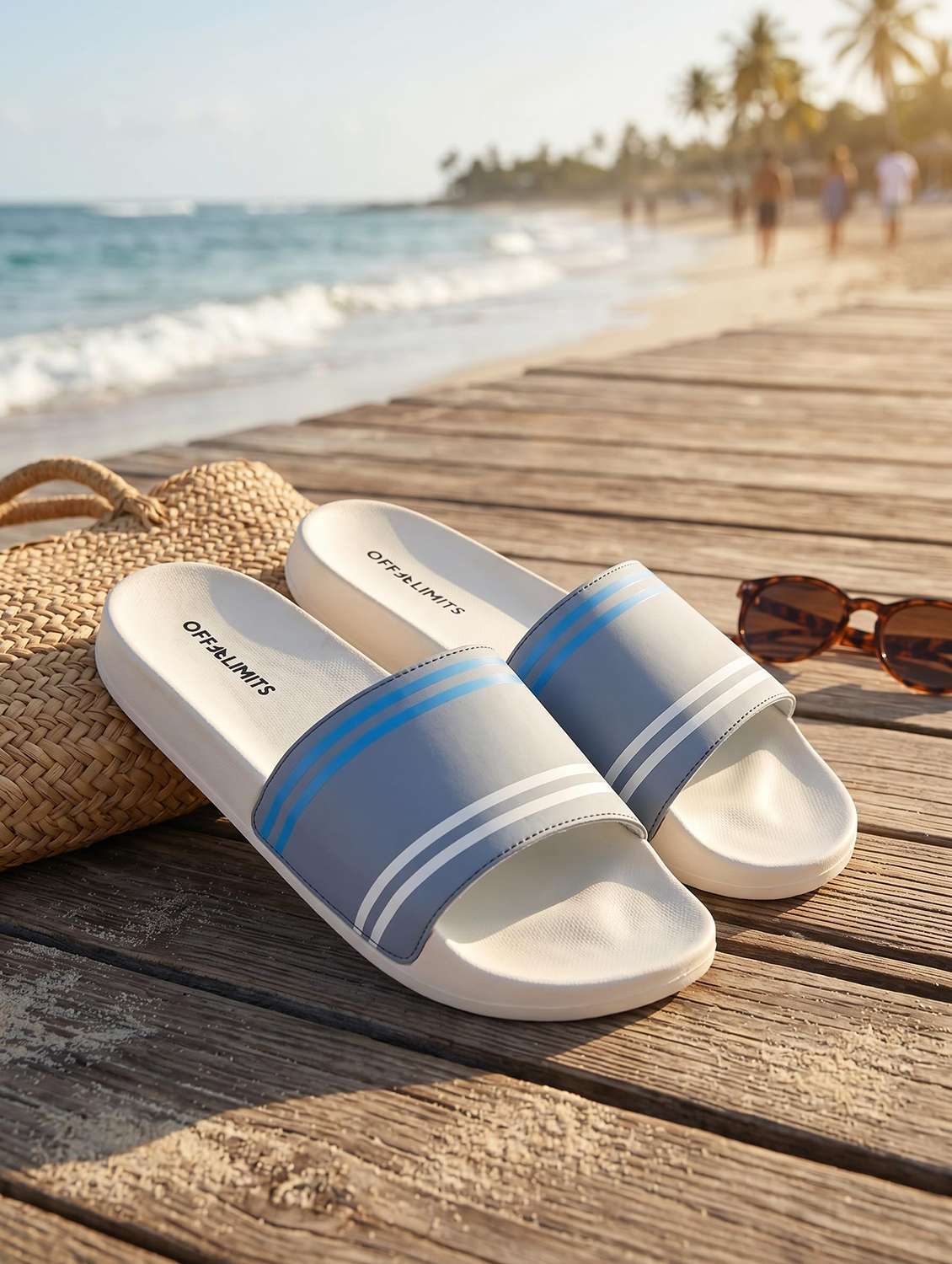 men striped slip on slider