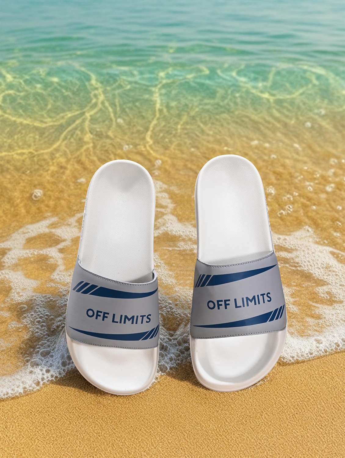 men printed slip on slider